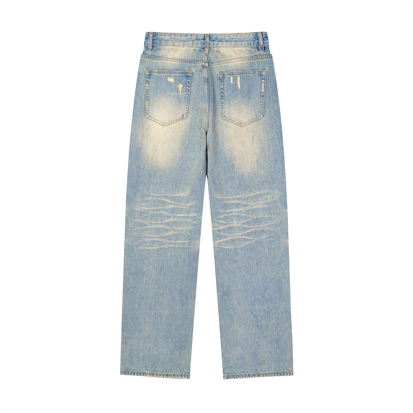 ViorAry Sun Fade Raw Hem Denim Jeans